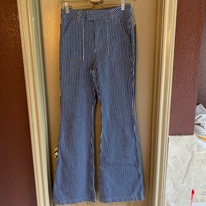 Forever 21 striped flare pants. Super cute and stretchy. They fit like a glove.